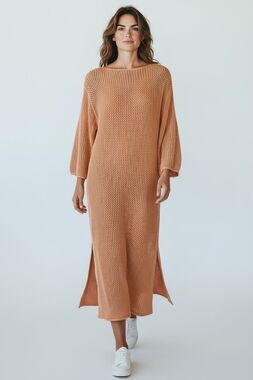 YFB Young Fabulous & Broke Women's Coral Crochet Maxi Dress Cover-up Large NWT